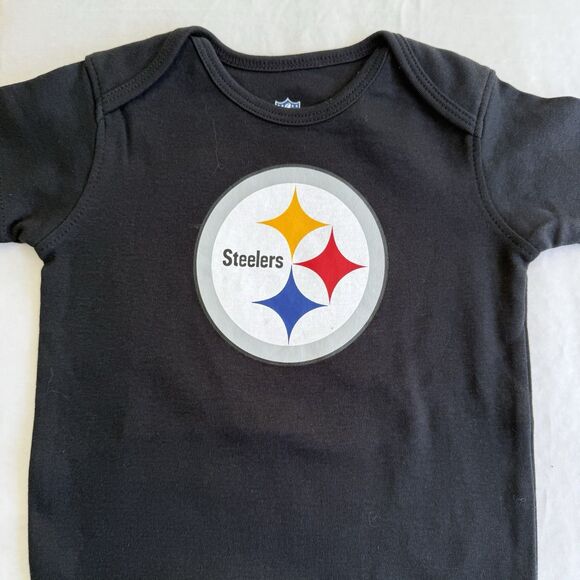 Lot Of 2 Pittsburgh Steelers NFL One Piece Creeper Bodysuit Black Yellow Sz 24M - Picture 4 of 6